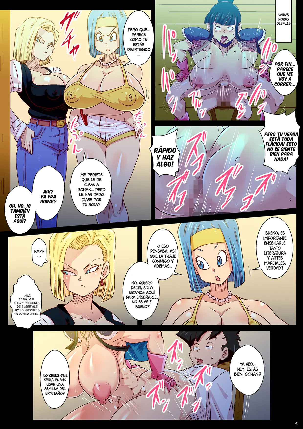 Gohan no Seiyoku Control Chou Tokkun Katei Kyoushi wa Bulma to 18-gou | El entrenamiento especial de Gohan para controlar su deseo sexual con Bulma y número 18 como sus tutores - Page 6
