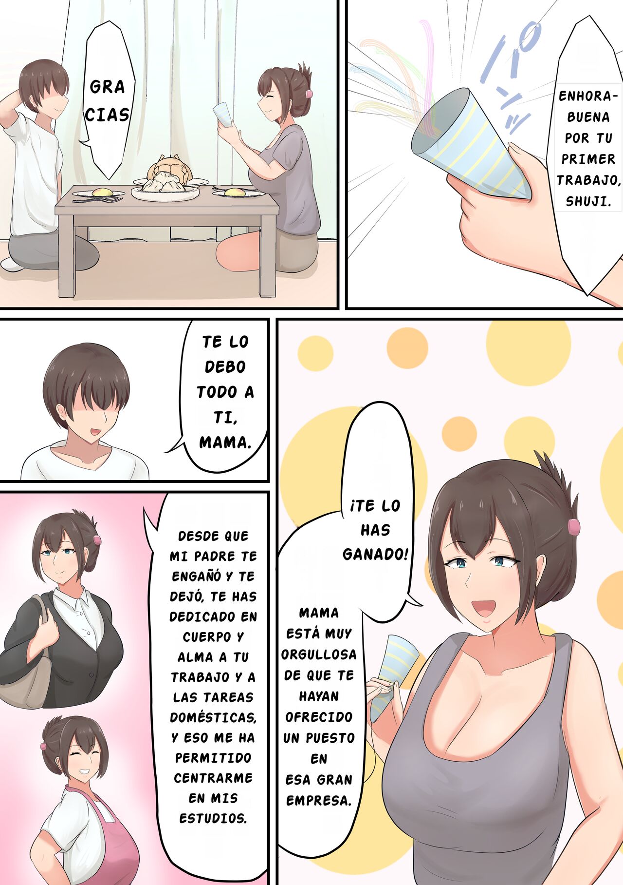 Oiwai ni Okaa-san ga Fudeoroshi Shite Kureta Hanashi | ¡¡Celebarndo con mama mi primer empleo!! - Page 3