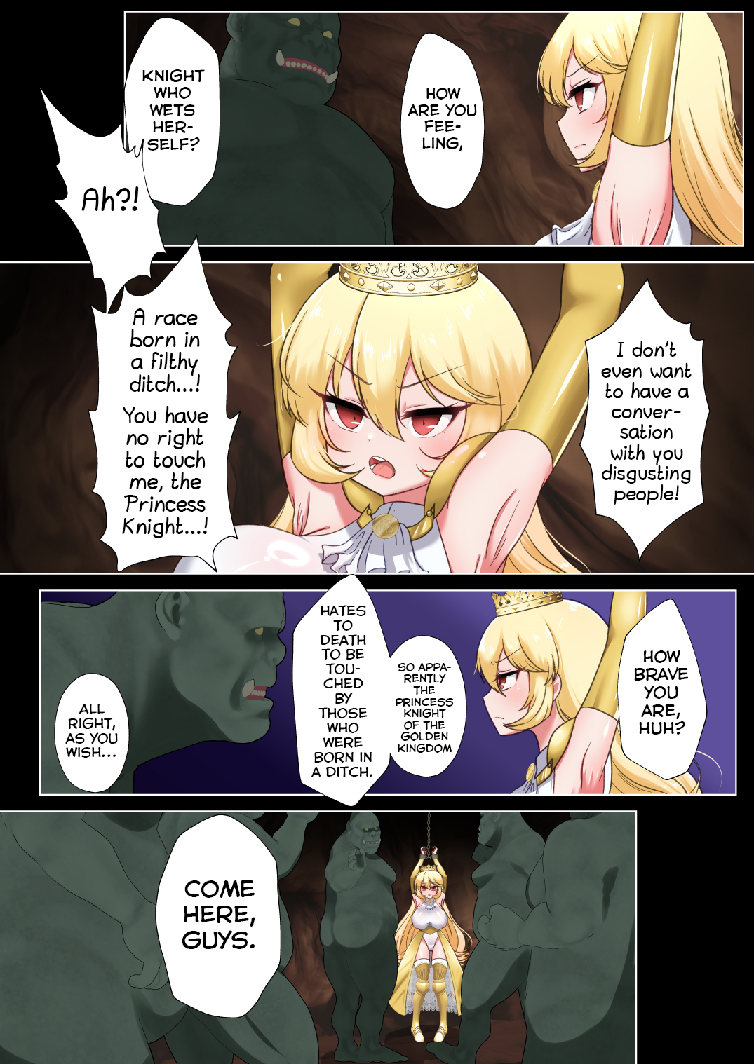 Himekishi Elsa wa Orc ni Haiboku -High-Leg ga Nimata Shikkin! Haraboko Tairyou Omorashi Mesuochi!- - Page 14