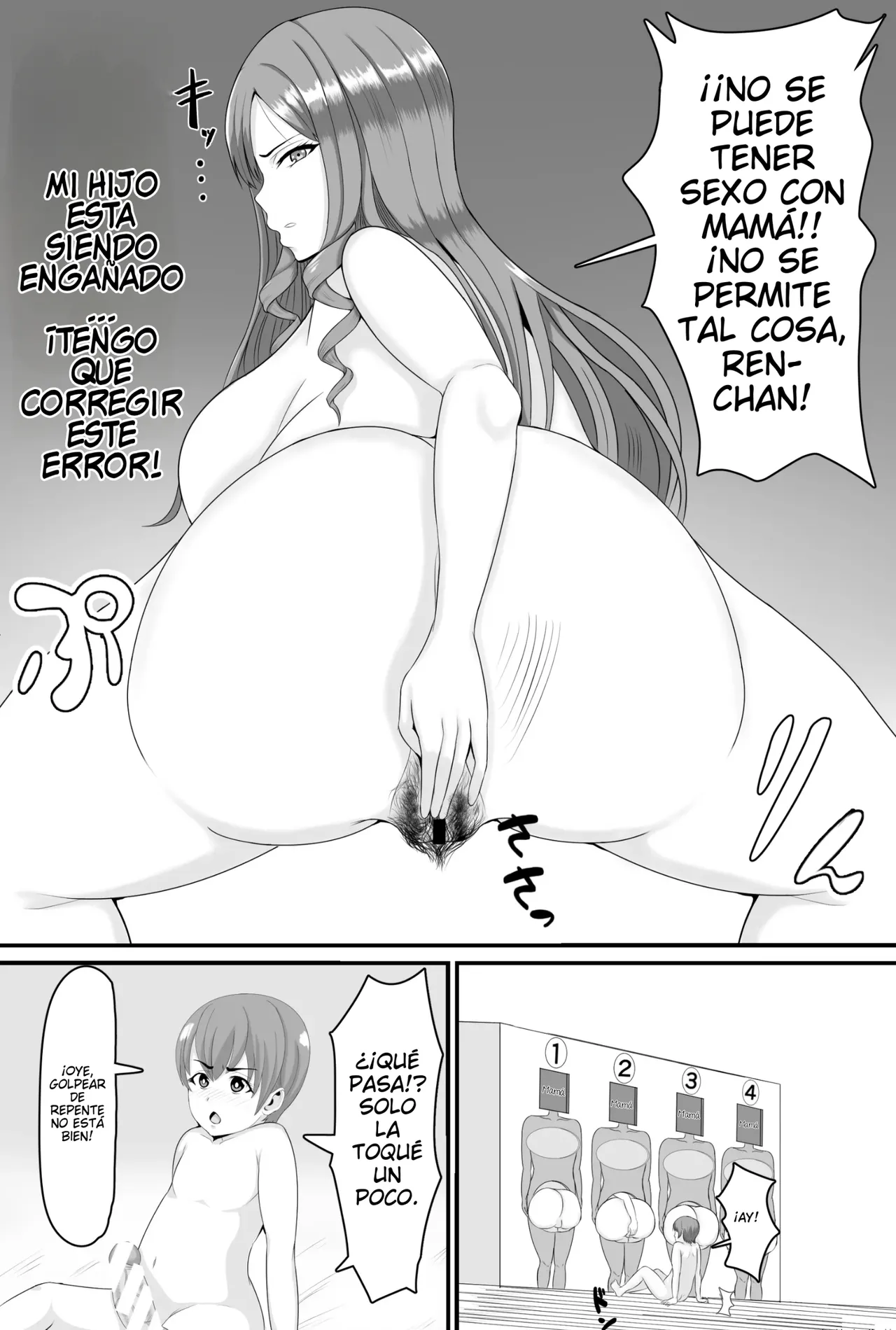 Kyonyuu Kyojiri Mama o Tasuketa Kereba Mama no Hadaka Atete Mite | Si quieres ayudar a una mamá de grandes tetas y culo Grande, intenta adivinar su cuerpo desnudo - Page 35