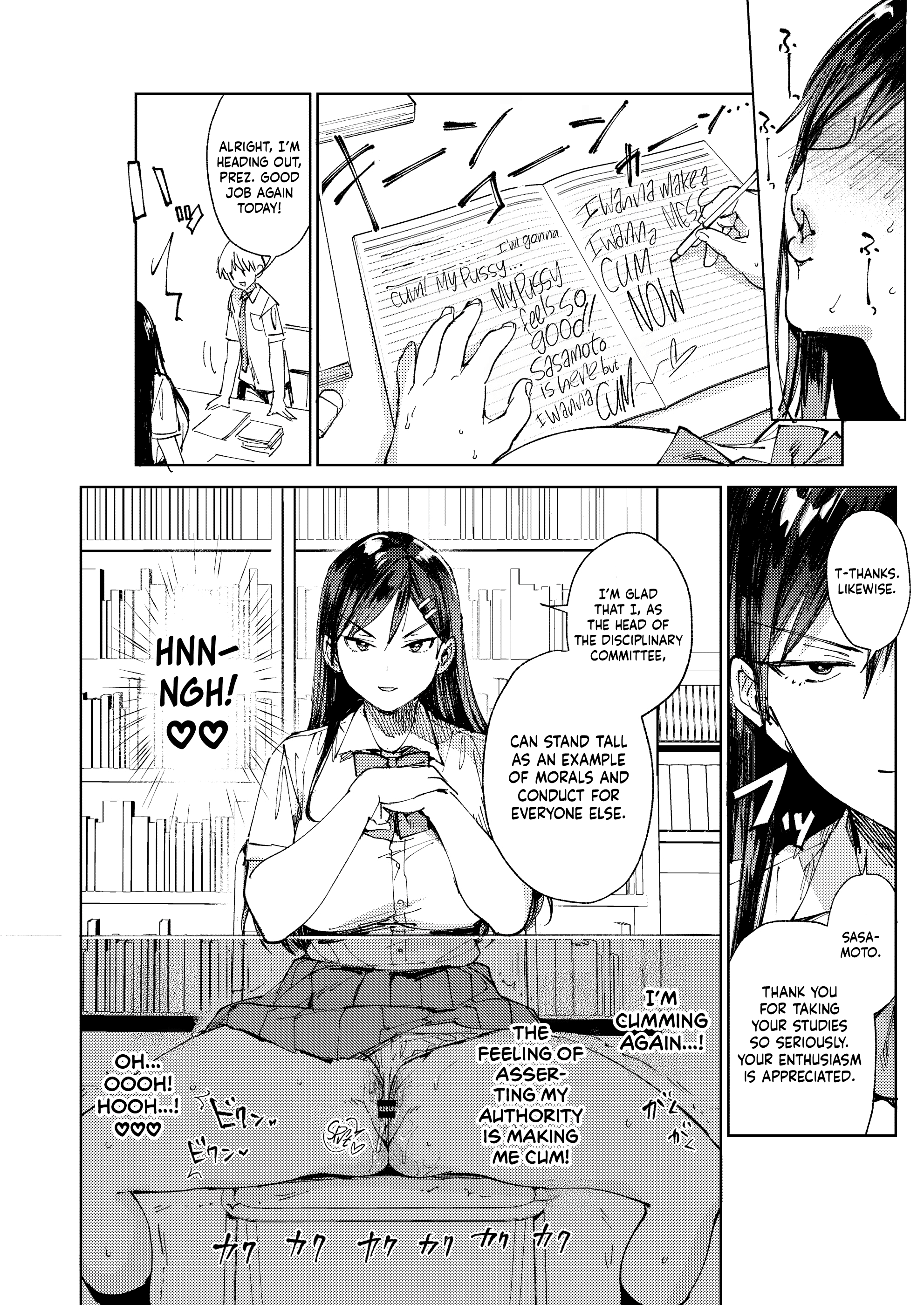 Kiritsu ni Kibishii Fuuki Iinchou wa Kounai de Himitsu no Dosukebe Onanie ga Yamerarenai! | The Strict Head of the DIsciplinary Committee Just Can’t Stop Masturbating at School! - Page 37