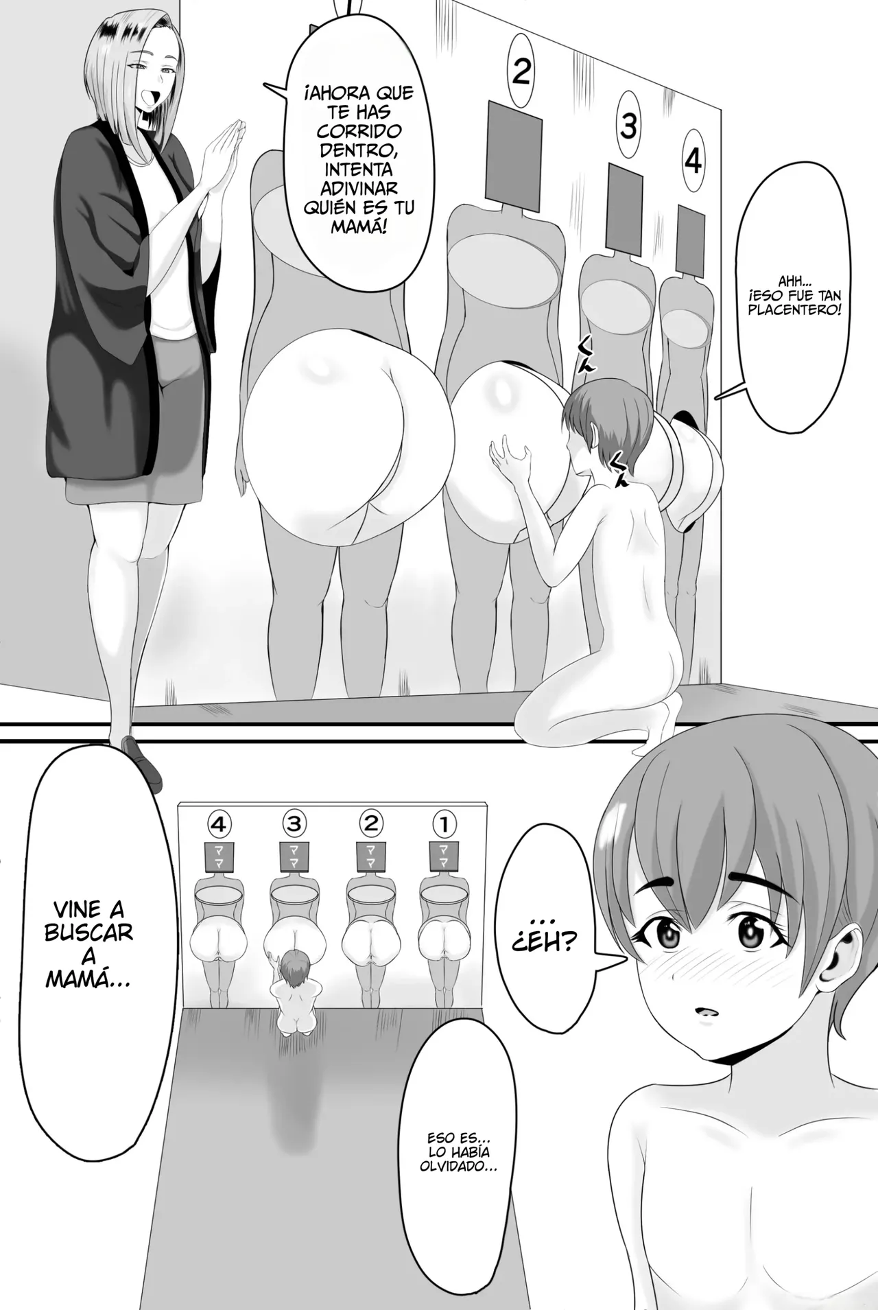 Kyonyuu Kyojiri Mama o Tasuketa Kereba Mama no Hadaka Atete Mite | Si quieres ayudar a una mamá de grandes tetas y culo Grande, intenta adivinar su cuerpo desnudo - Page 47