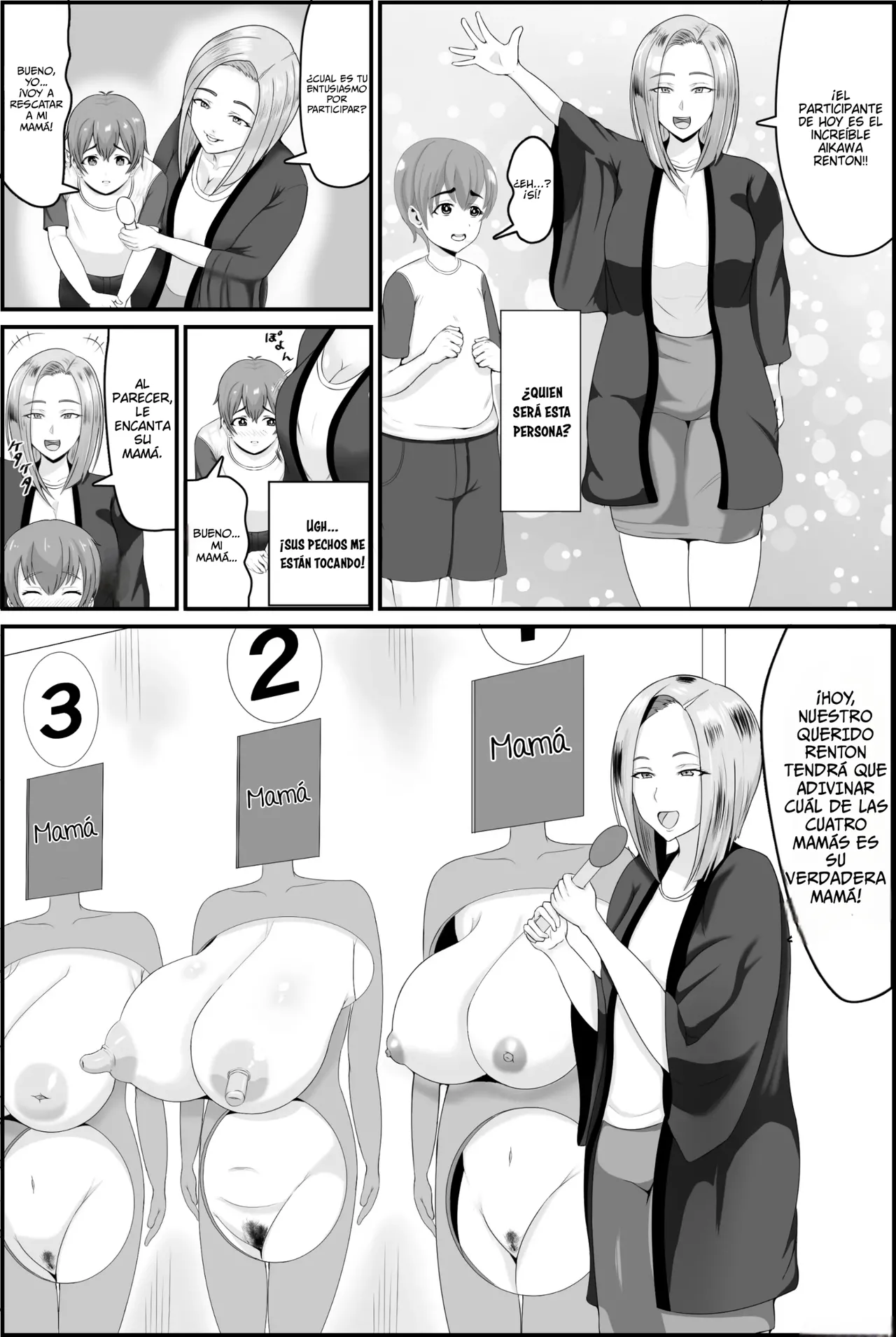 Kyonyuu Kyojiri Mama o Tasuketa Kereba Mama no Hadaka Atete Mite | Si quieres ayudar a una mamá de grandes tetas y culo Grande, intenta adivinar su cuerpo desnudo - Page 7