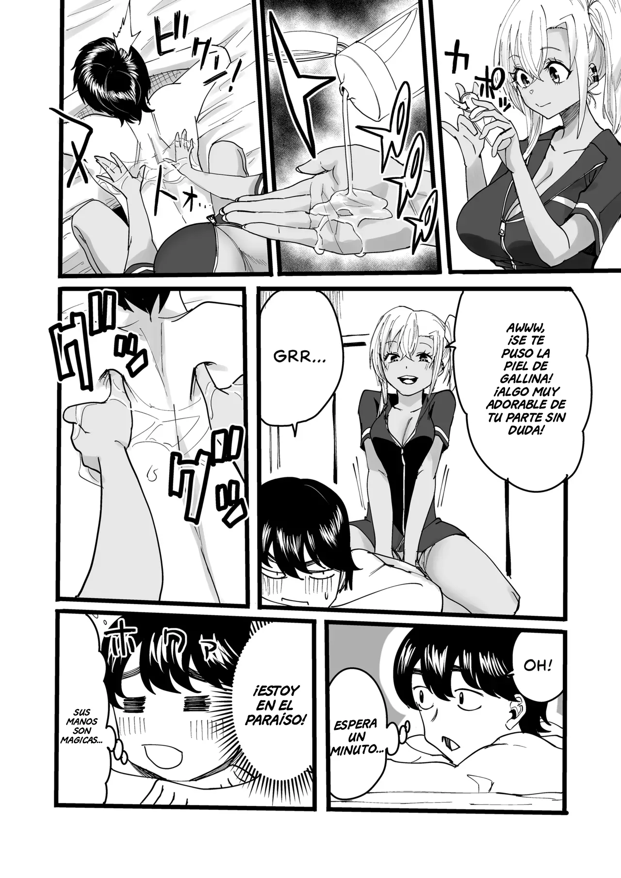 Kurogal Men-esthe Jou ga Yarasetekureru Hanashi | Un Masaje con Final Feliz Dado por una Bronceada Gyaru Terapeuta - Page 9