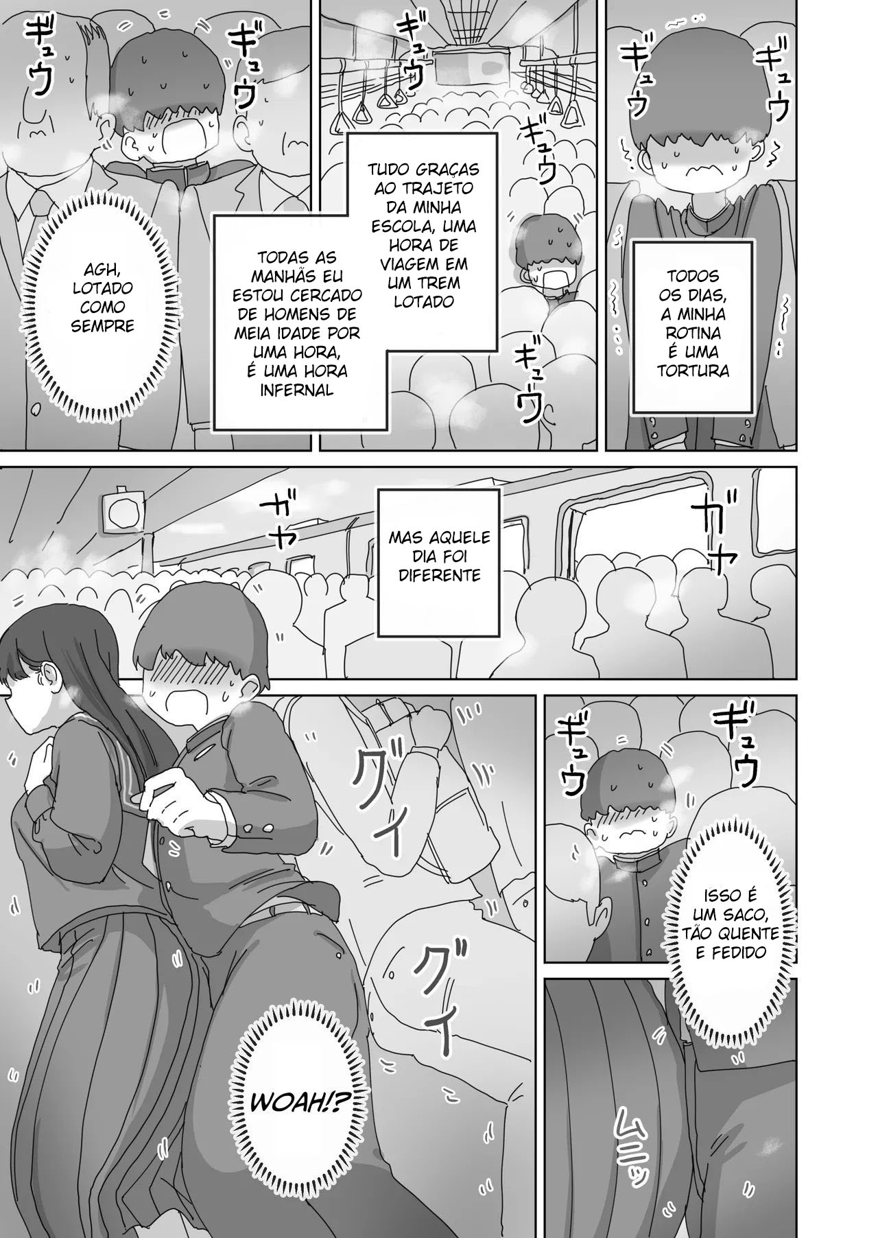Gozando Silenciosamente na Minha Colega de Classe em um Trem Lotado - Page 2