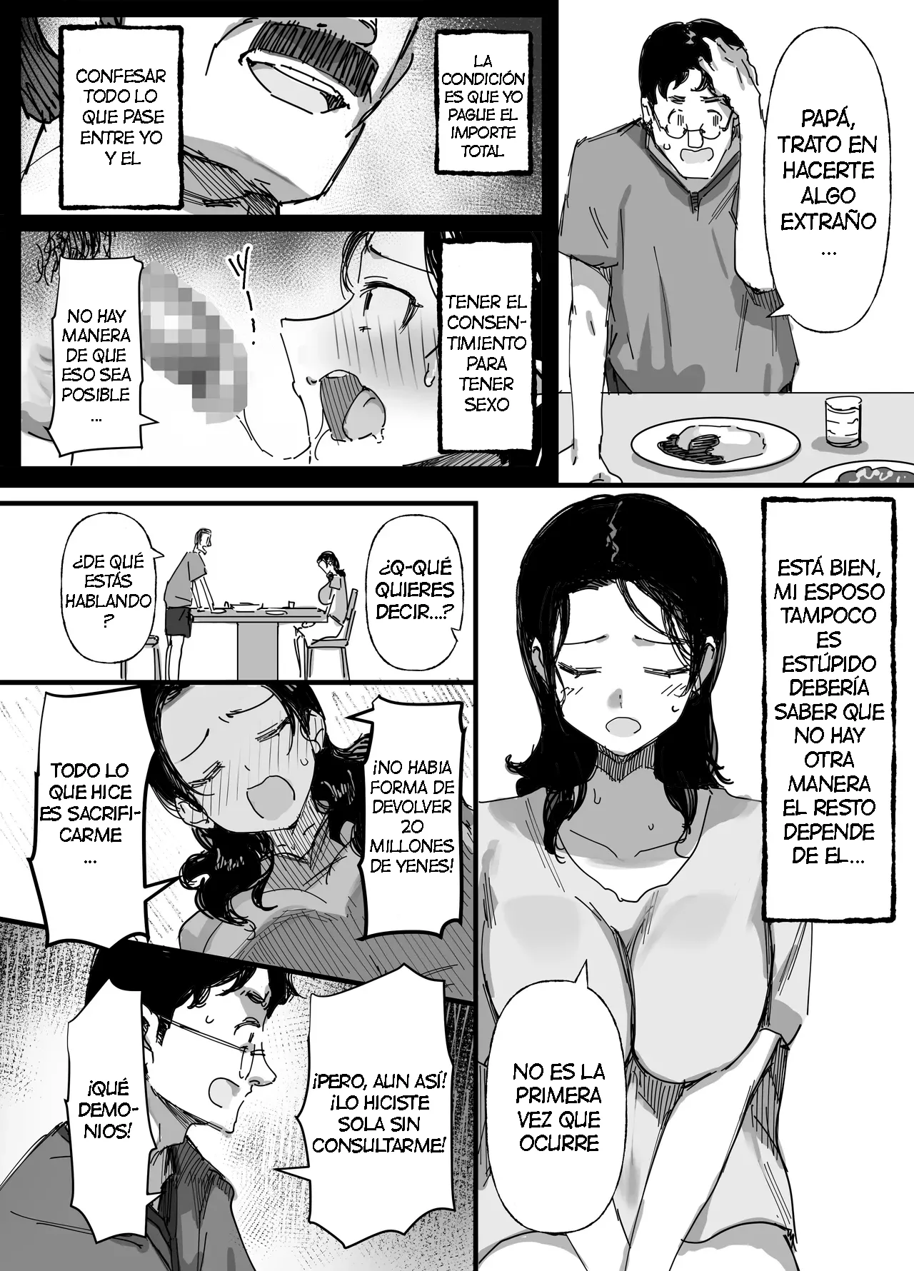 Otto no Shakkin Nakadashi Hensai Gifu ni Mi o Uru Komochi Tsuma｜Una Mujer Casada Vende su Cuerpo a su Suegro - Page 33