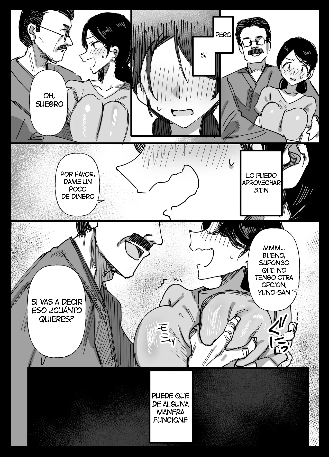 Otto no Shakkin Nakadashi Hensai Gifu ni Mi o Uru Komochi Tsuma｜Una Mujer Casada Vende su Cuerpo a su Suegro - Page 5